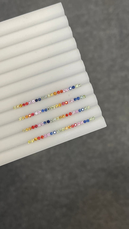 2mm rainbow sapphire round ring set, 22pc, photo 3