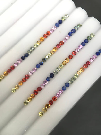 2mm rainbow sapphire round ring set, 22pc, photo 2