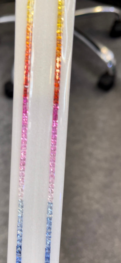 2.5mm princess-cut rainbow sapphire loose stones, photo 1