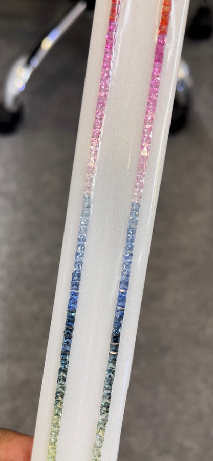 2.5mm princess-cut rainbow sapphire loose stones, photo 5