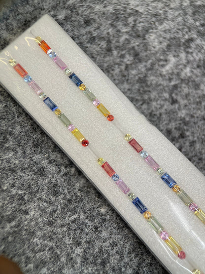4x2mm rainbow sapphire baguette ring set, photo 1