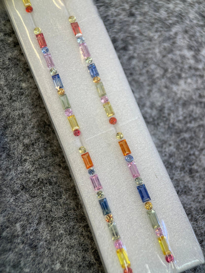 4x2mm rainbow sapphire baguette ring set, photo 2