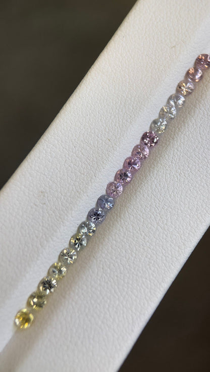 2.8mm pastel rainbow sapphire ring set, photo 1