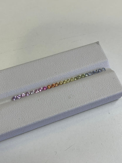 2mm no-heat pastel rainbow sapphire ring set, photo 2