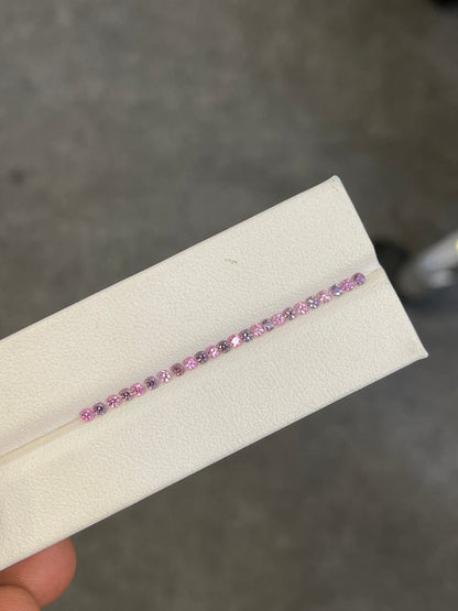 2mm pink-purple sapphire round ring set, photo 1