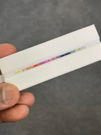 2mm rainbow sapphire round eternity set, photo 1
