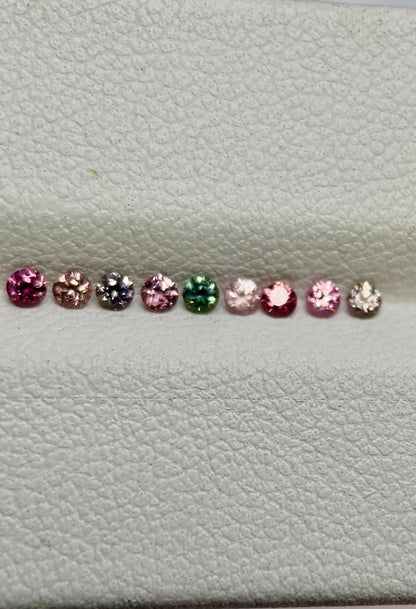 2mm sapphire round ring set, 9-color, photo 1