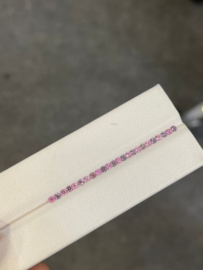 2mm pink-purple sapphire round ring set, photo 2