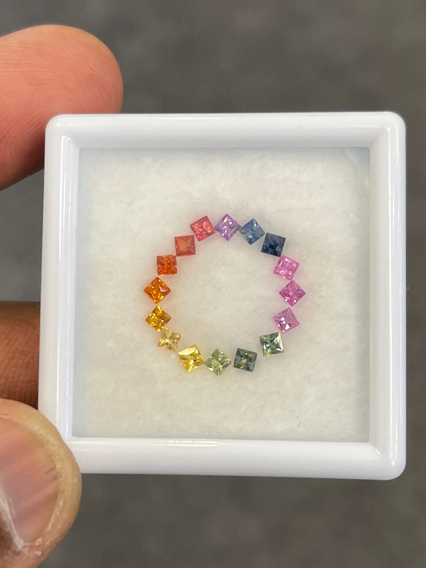 2.3mm Princes cut  Rainbow Sapphires loose stones Pendant Set