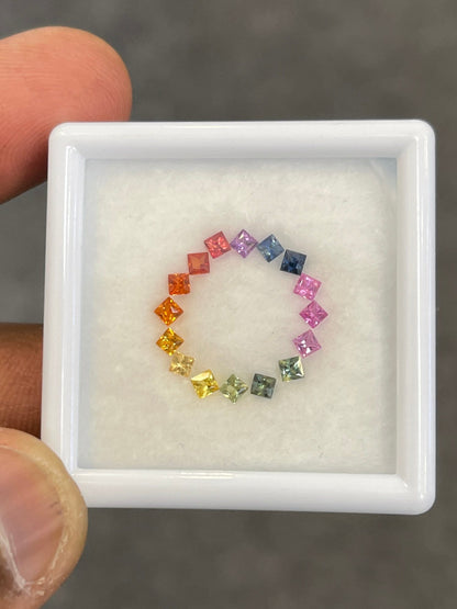 rainbow sapphire princess cut pendant set, photo 2