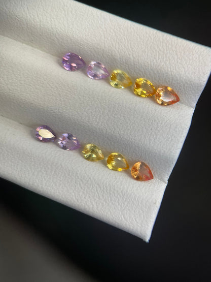 4x3mm unheated fancy sapphire pear earring, photo 2