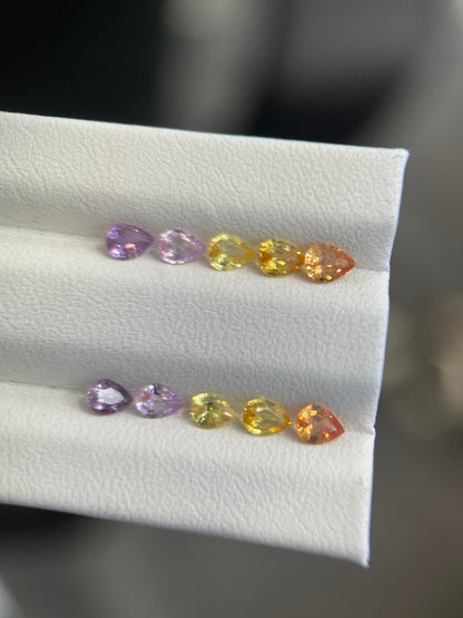 4x3mm unheated fancy sapphire pear earring, photo 3