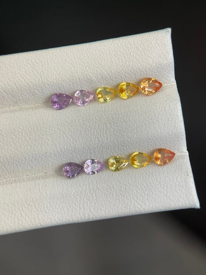 4x3mm unheated fancy sapphire pear earring, photo 4