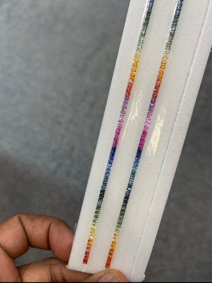 2.3mm rainbow sapphire princess bracelet, photo 4