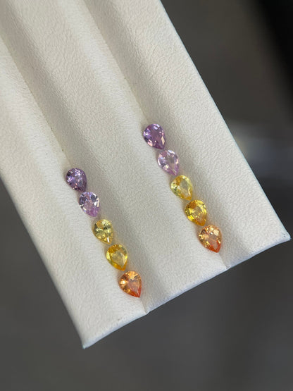 4x3mm unheated fancy sapphire pear earring, photo 1