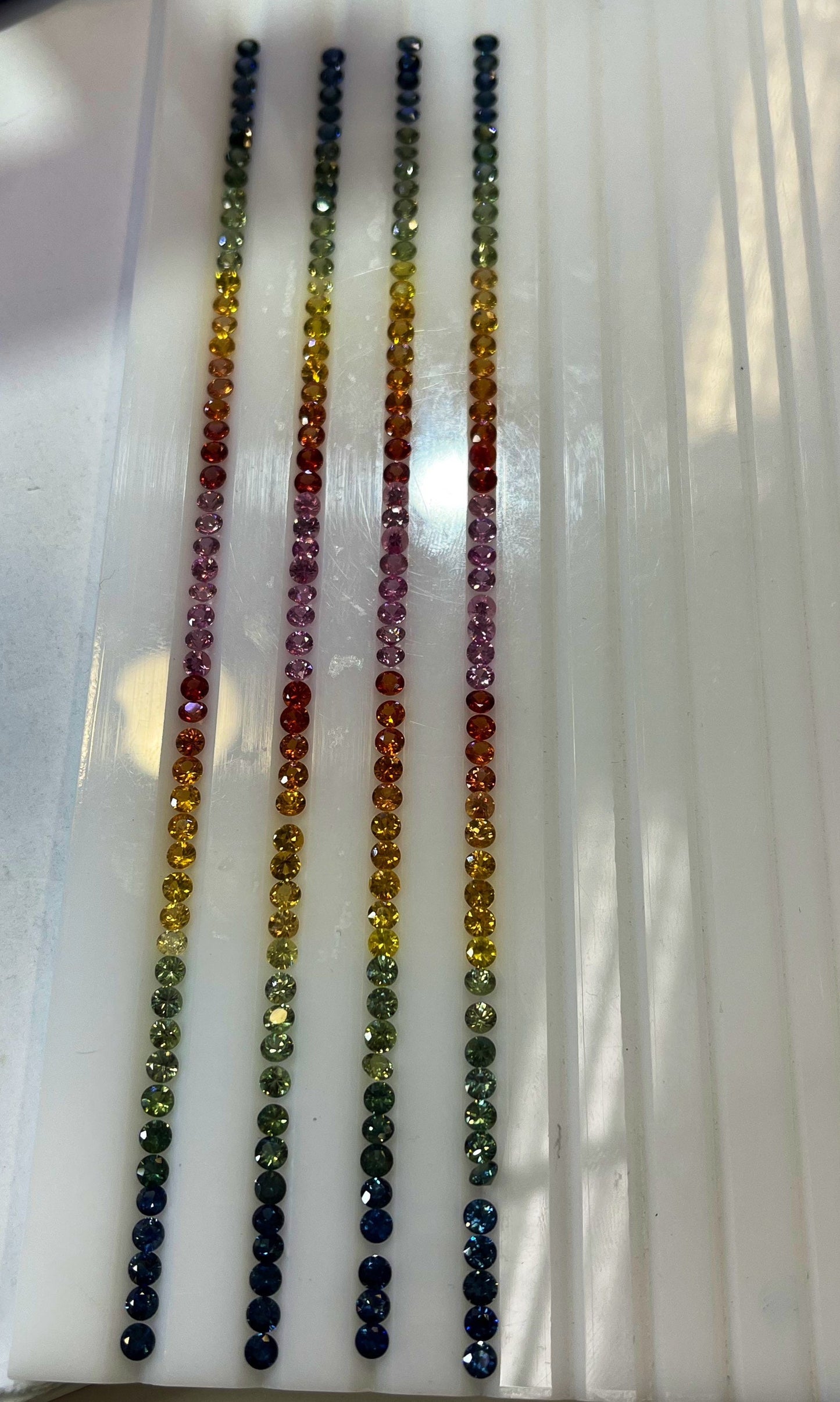 3.2mm Rainbow Sapphire Tennis Bracelet Set Good Quality Diamond cut Nice Colors