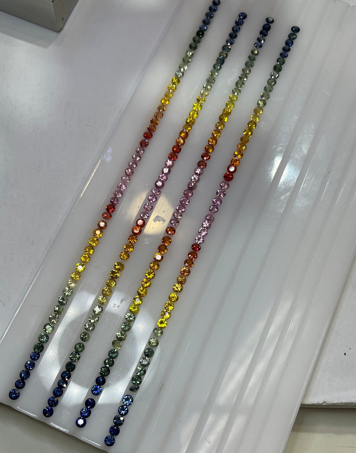 3.2mm Rainbow Sapphire Tennis Bracelet Set Good Quality Diamond cut Nice Colors