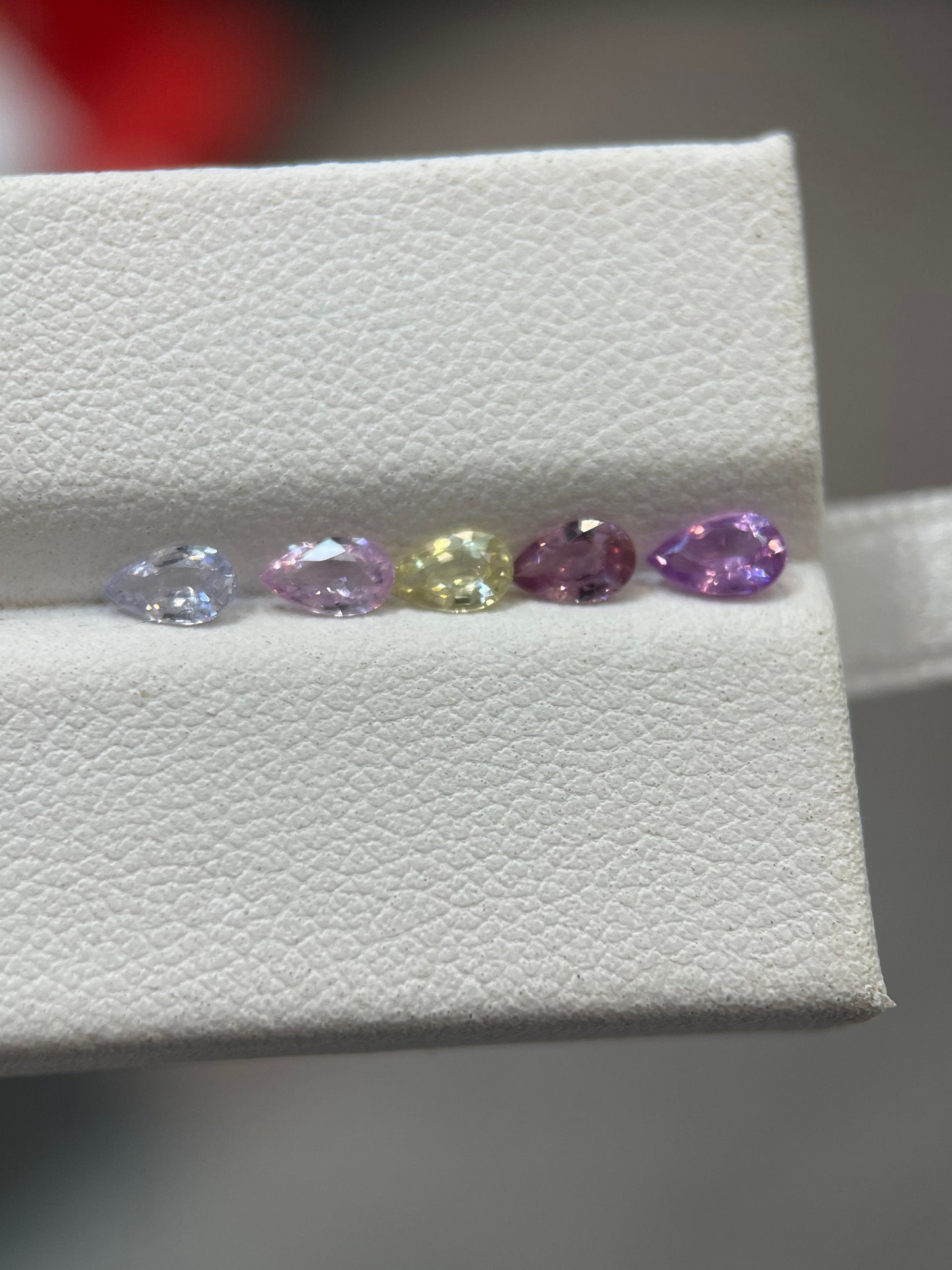 5x3mm No-heat Sapphire Pear cut Pastel colors 5 pcs