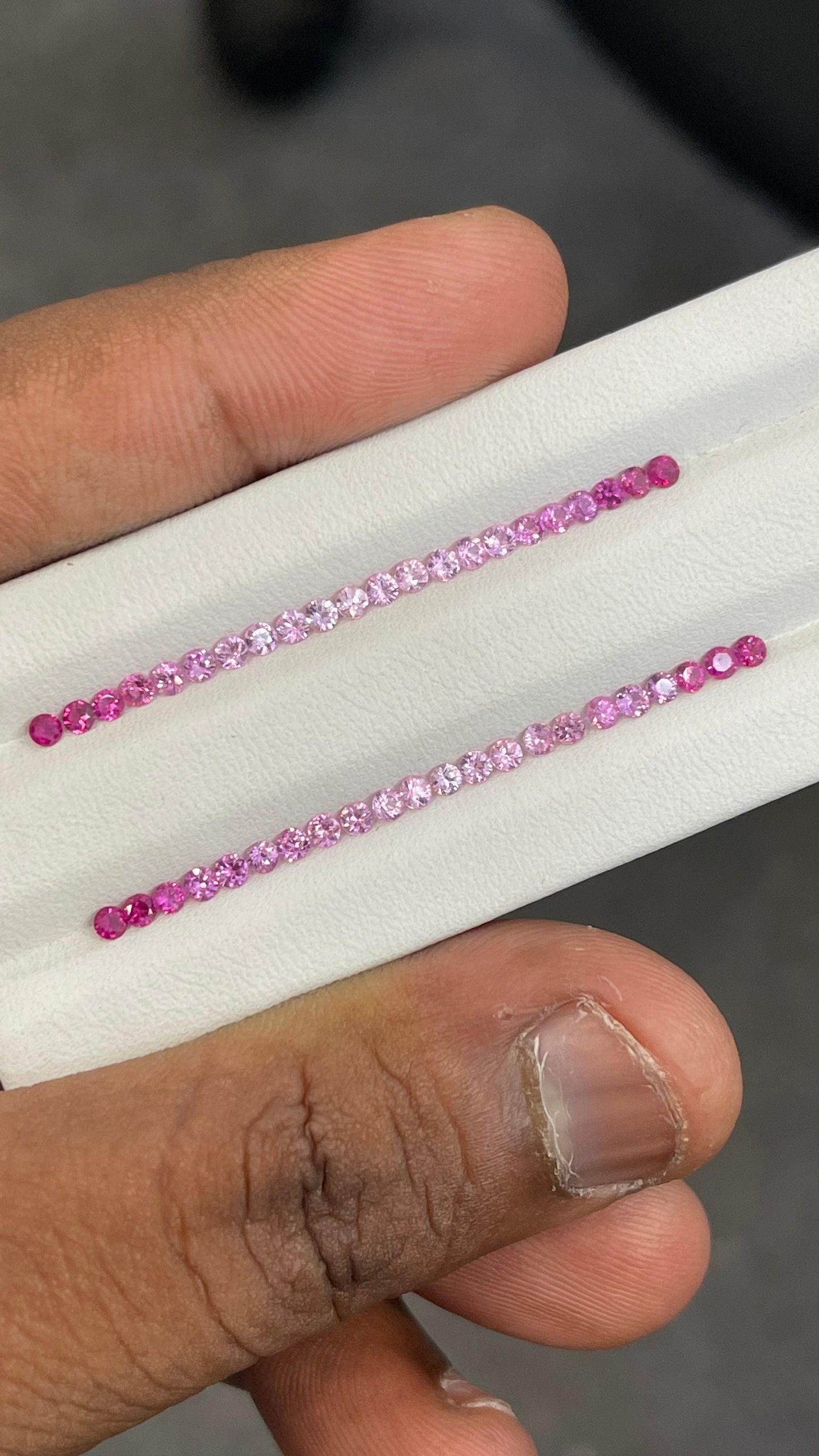 2.1mm Pink Sapphire Gradient colors Dark to light Eternity 22Pcs loose Ring Gems Stones Set Super fine Jewelry