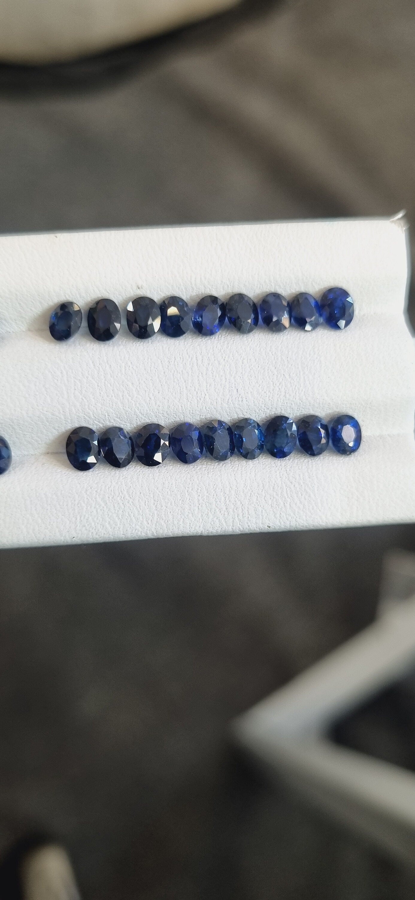 4.5x3.5mm Ovals Royal Blue Sapphire 9 Pcs Ring set Good Quality