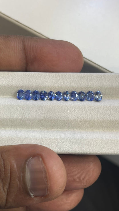4x3mm blue sapphire oval cut ring set, photo 3