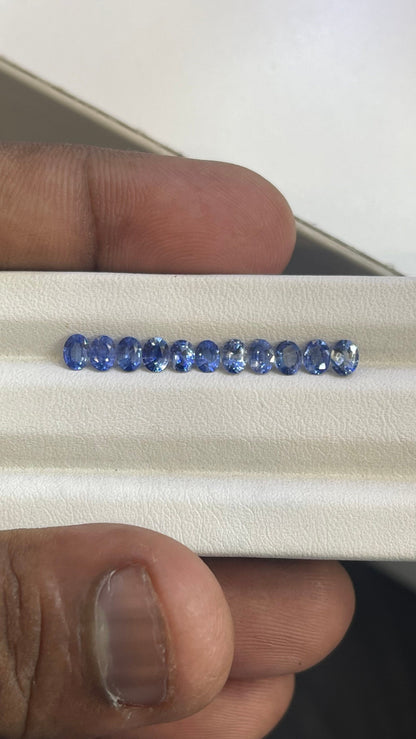 4x3mm blue sapphire oval cut ring set, photo 2