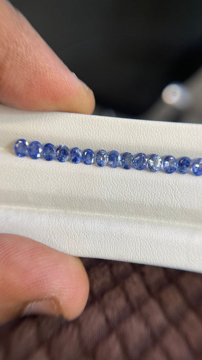 4x3mm blue sapphire oval cut ring set, photo 1