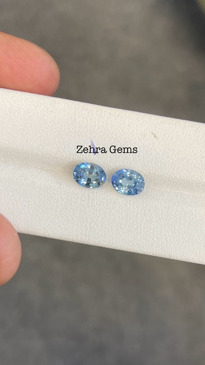 3.19ct bicolor sapphire pair oval cut, photo 4