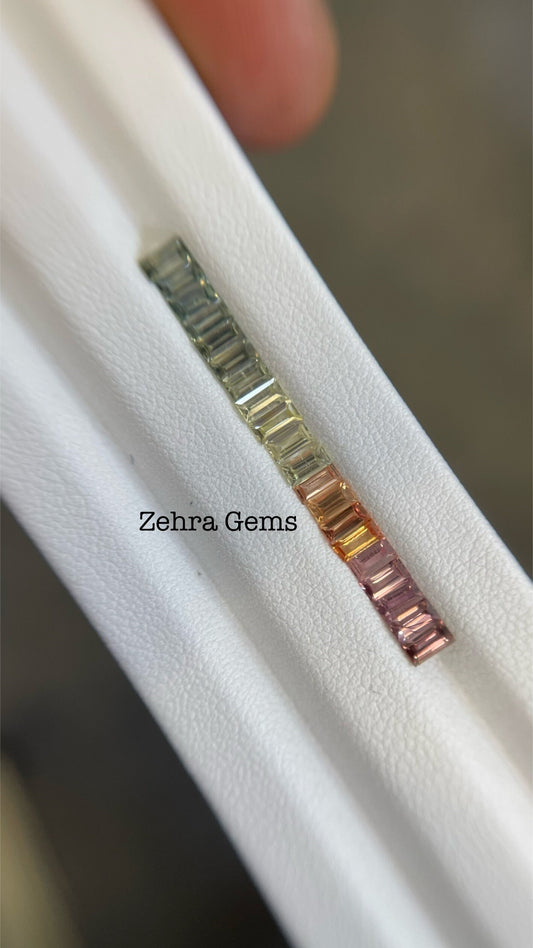 Elegant Natural 4x2mm Fancy Sapphire Baguettes: Pastel Colors for Delicate Creations"