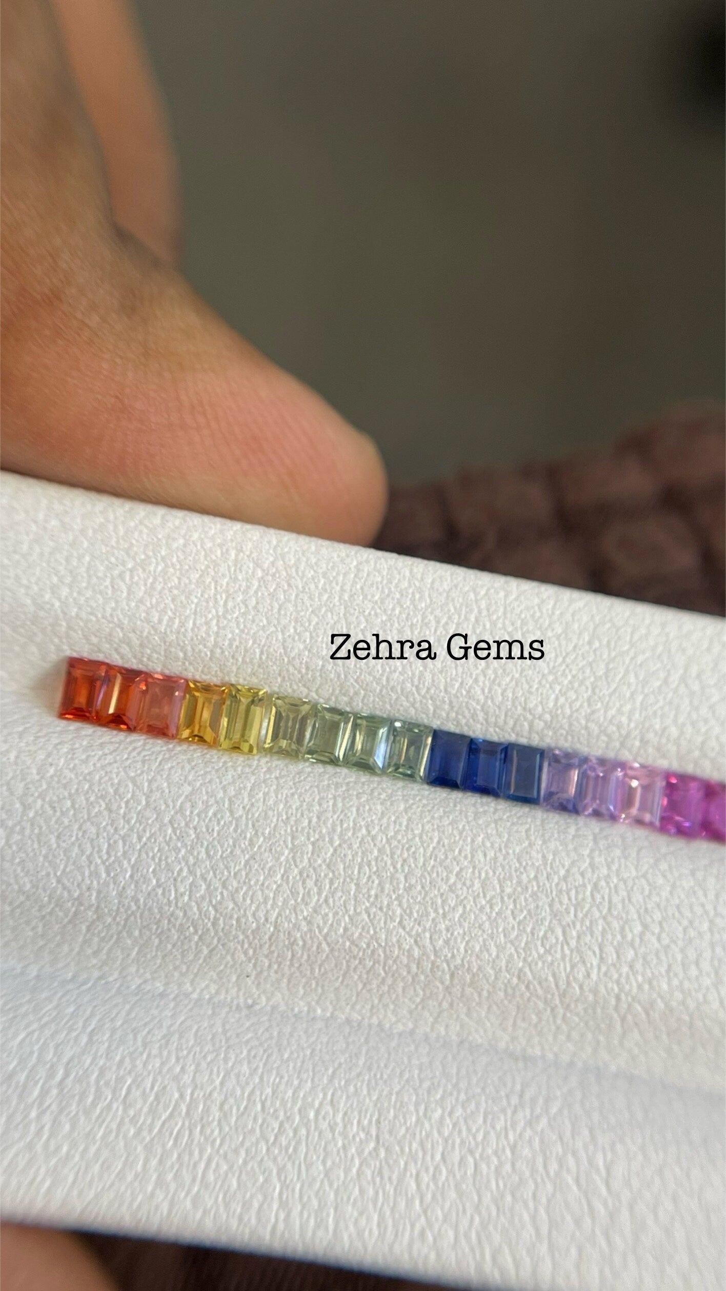 3x2 Baguettes cut Rainbow Sapphires Eternity Ring Set Good Quality Perfect Color combination