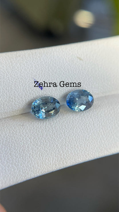 3.19ct bicolor sapphire pair oval cut, photo 2
