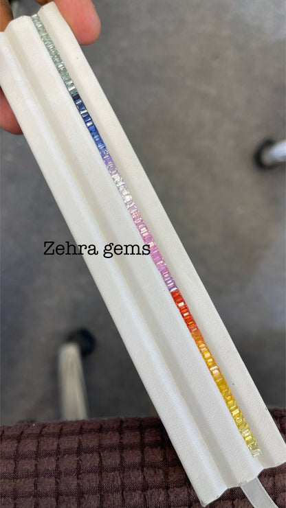 3x2mm rainbow sapphire baguette bracelet, photo 1