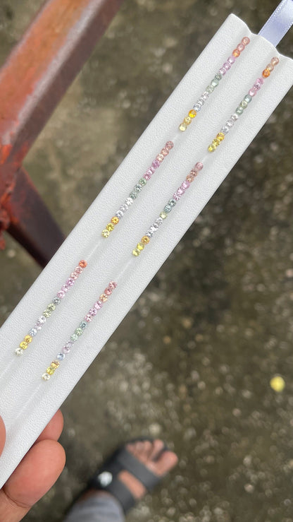 2.6mm rainbow sapphire round ring set, photo 2