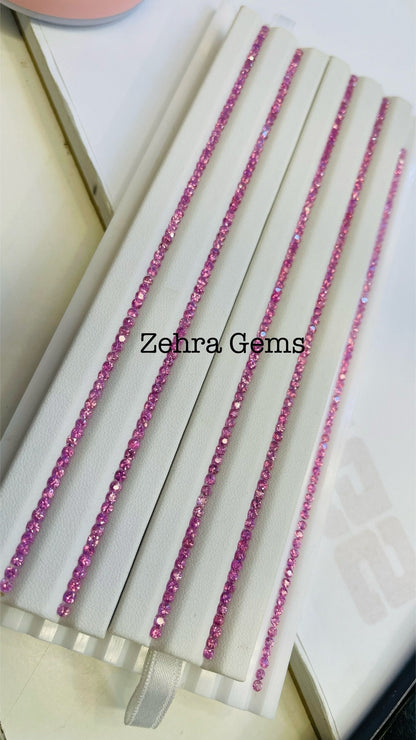 2.5mm pink sapphire tennis bracelet line, photo 2