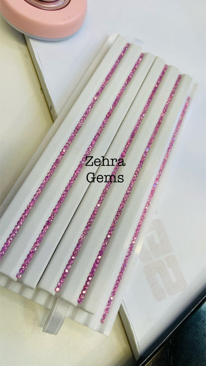 2.5mm pink sapphire tennis bracelet line, photo 3
