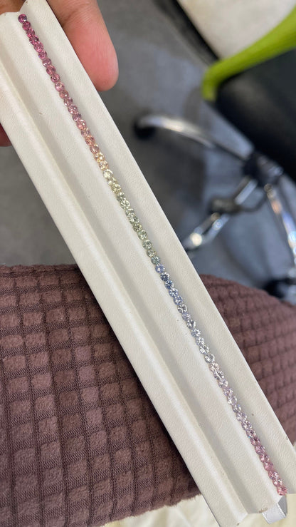 3mm pastel rainbow sapphire tennis bracelet, photo 2