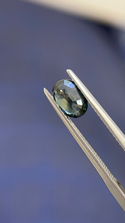 7x5mm parti sapphire oval bi-color gem, photo 4