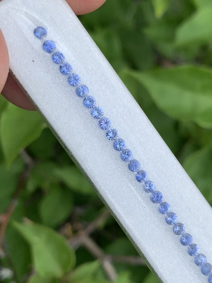Natural Ceylon Blue Sapphire 2.7mm Round Tennis Bracelet Set – 66 Matched Stones, 6.16 Carats