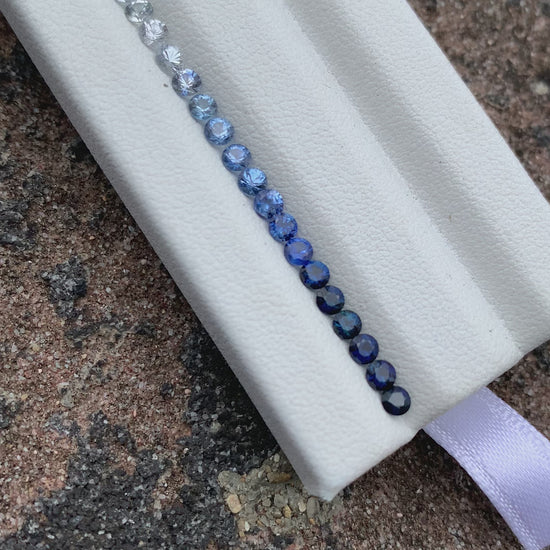 Natural blue sapphire round ombre tennis bracelet strand video