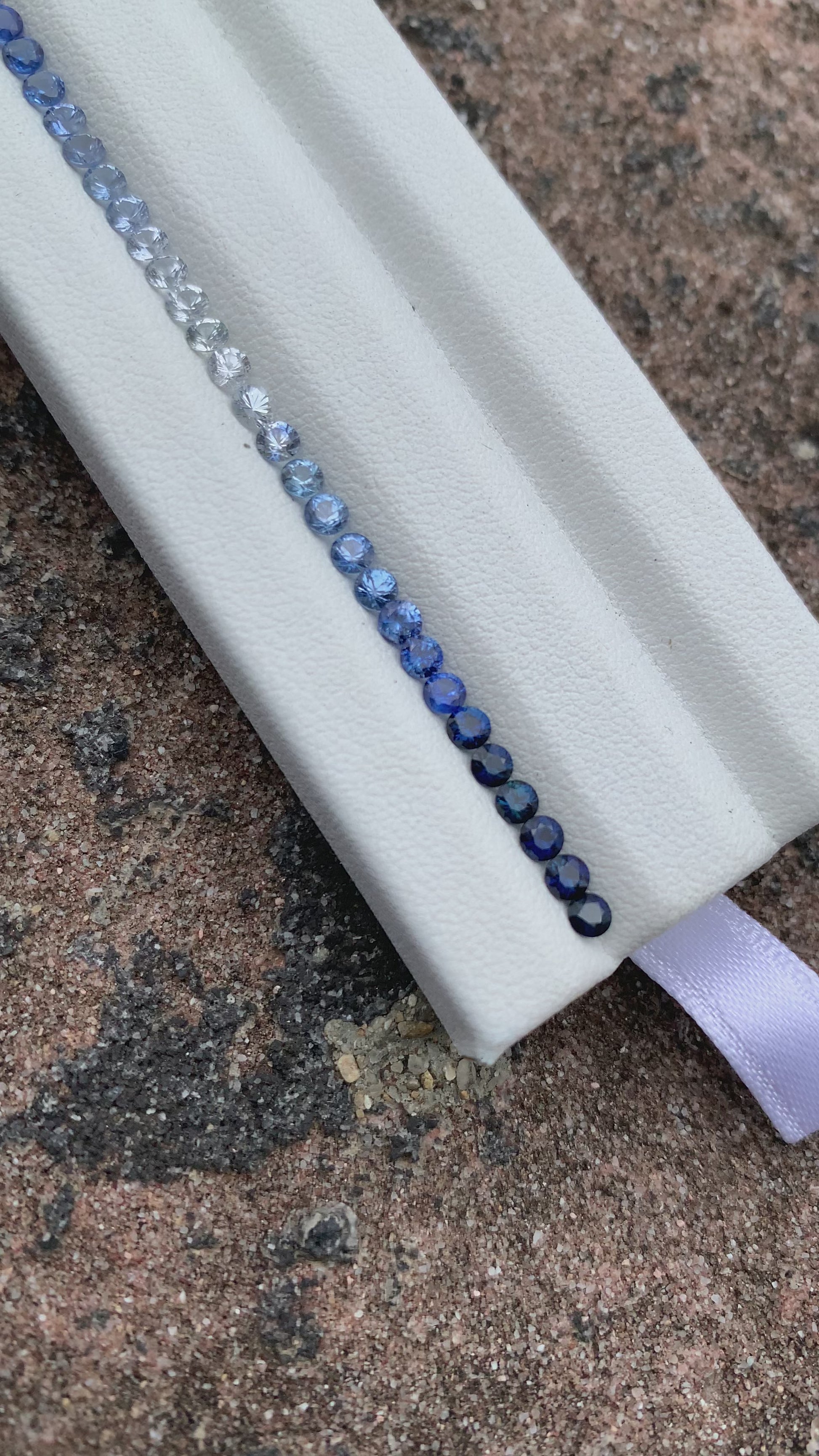 Natural blue sapphire round ombre tennis bracelet strand video
