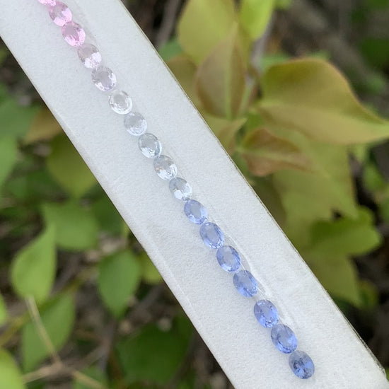 Natural rainbow sapphire oval pastel set 4x3mm calibrated video
