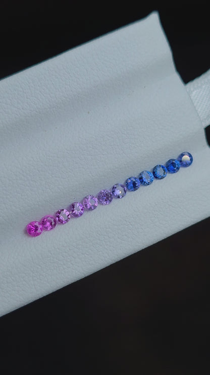 2.3mm Round Natural Fancy Sapphire Loose Stones 12 Piece Lot