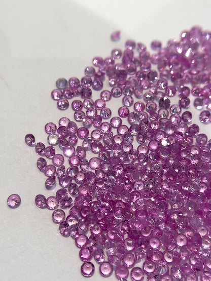 Natural Pink Sapphire Round Cut Gemstone Layout – Loose Calibrated Set for Jewelry Making, 100 Pcs, 1.2mm
