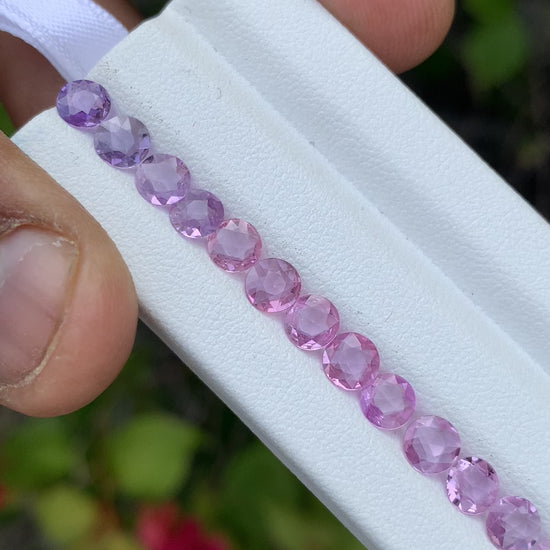 Natural pink purple sapphire round rose cut set 5mm calibrated video
