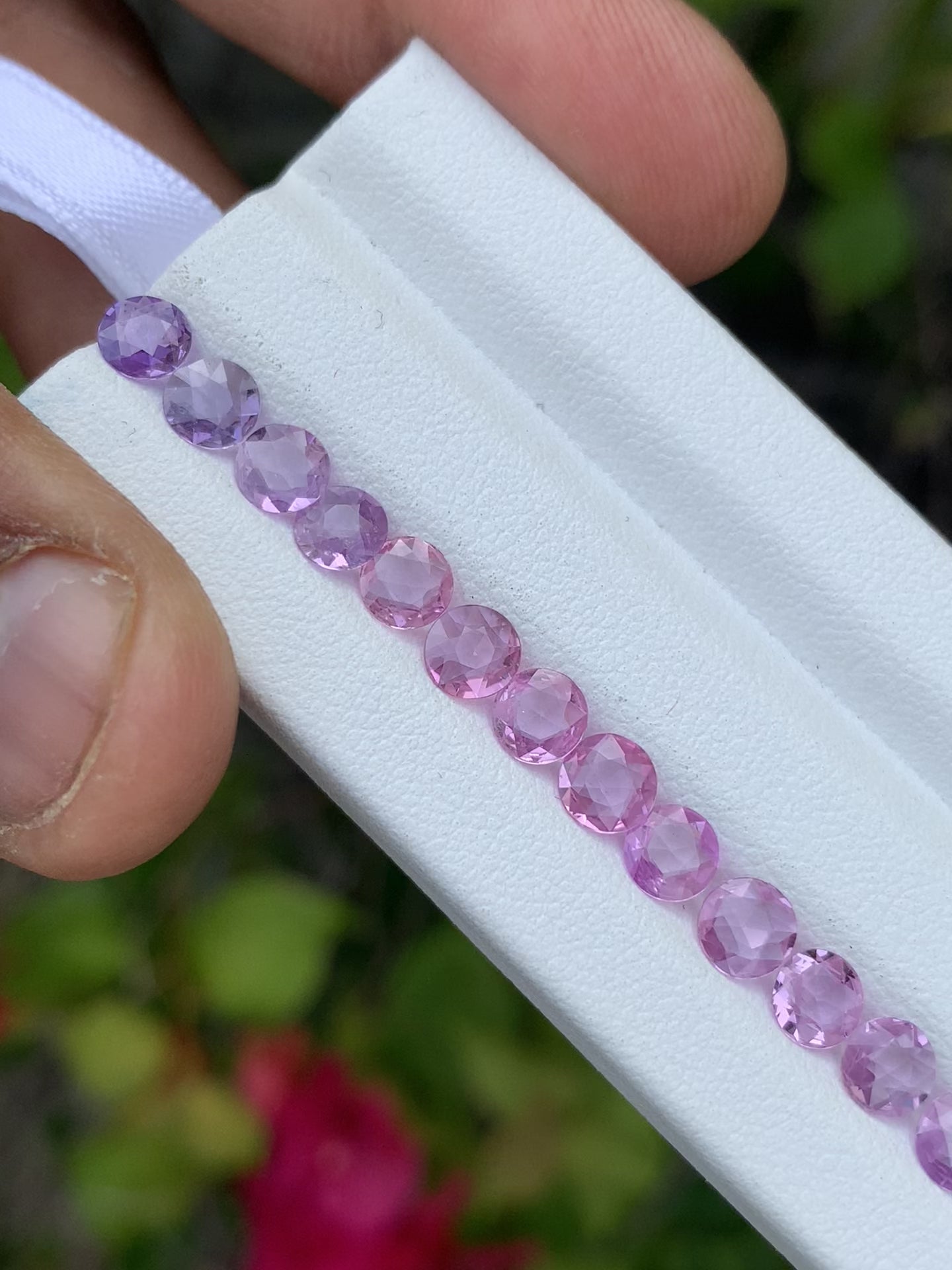Natural pink purple sapphire round rose cut set 5mm calibrated video