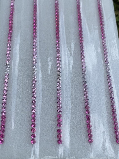 Natural Pink Sapphire Ombre 2.8mm Round Tennis Bracelet Set – 64 Matched Stones, 6.50 Carats
