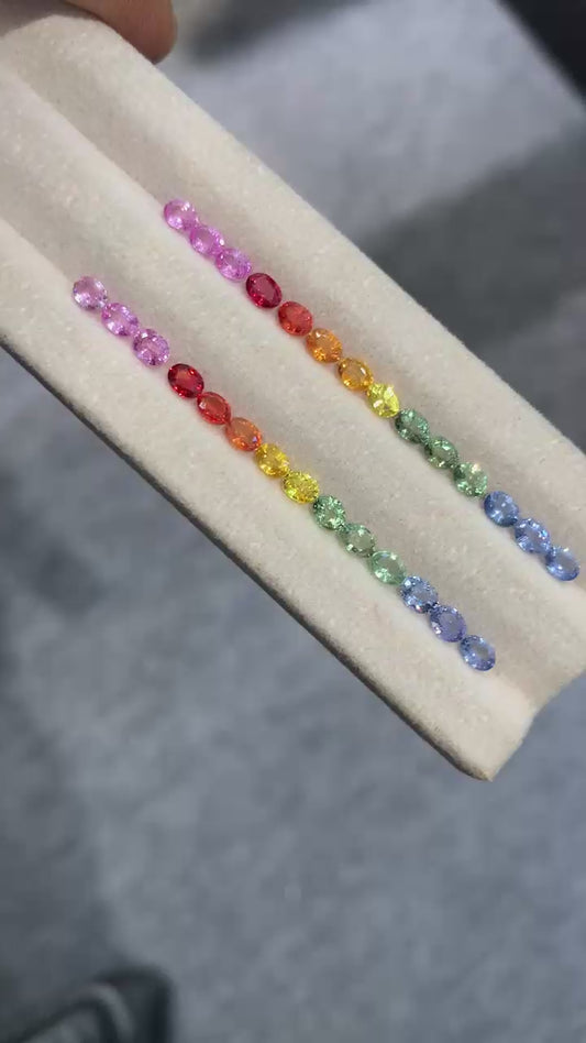 4x3mm Ovals Rainbow Sapphire 14 Pieces For Ring