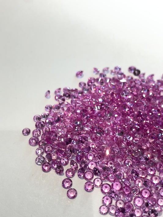 Natural Pink Sapphire Round Cut Gemstone Layout – Loose Calibrated Set for Jewelry Making, 20 Pcs, 3mm