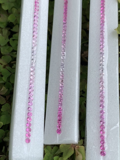 Natural Pink Sapphire Ombre 2.5mm Round Tennis Bracelet Set – 72 Matched Stones, 5.90 Carats