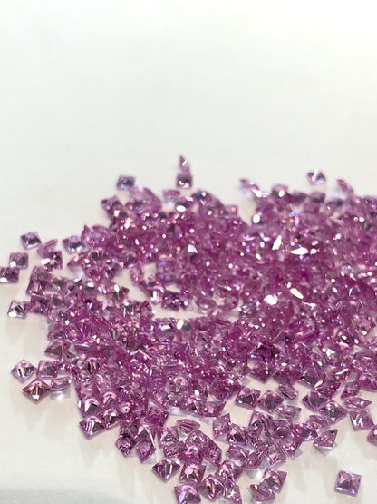 Natural Pink Sapphire Princess Cut Gemstone Layout – Loose Calibrated Set for Jewelry Making, 30 Pcs, 2.5mm
